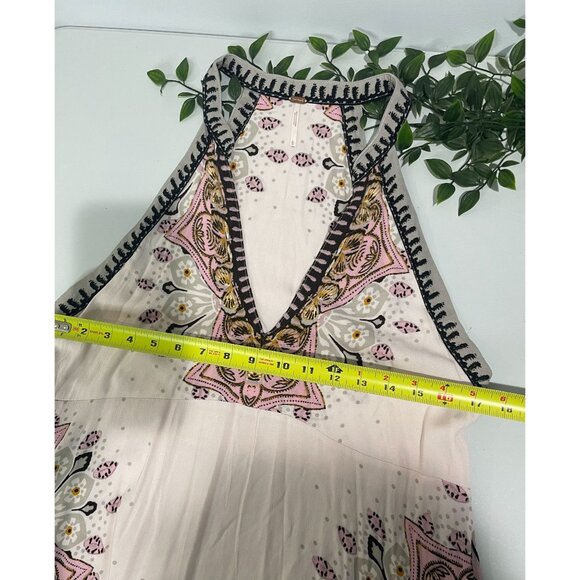 Free People Women’s L Tunic Top Mini Dress Steal The Sun Print Light Pink Boho - Picture 15 of 15